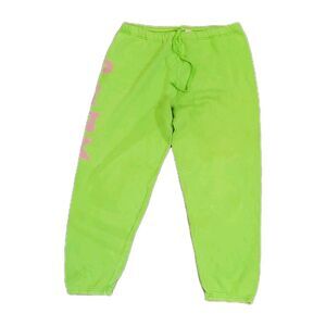 Y2K VS Pink Slime Green Joggers 2000s Dog Logo Sweatpants Lounge Campus Spellout
